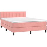  box spring s madracem LED ružičasti 140x190cm baršunasti | shoptok.hr