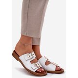 Zazoo Leather Flat Sandals With Buckles White 3020 | Shoptok.si