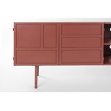 White Label Rdeča kovinska TV omarica 160x58x36 cm Davis – | Shoptok.si