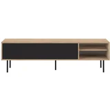 Črna/v naravni barvi TV omarica v hrastovem dekorju 165x40 cm Ampère –