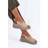 ARTIKER Women's Sandals Made Of Natural Leather On Wedge Beige | ePonuda.com