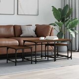 vidaXL Uklapajući stolići za kavu 3 kom boja hrasta konstruirano drvo | shoptok.hr