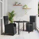 vidaXL Set od 3 dijela za vrt s jastučićima Crni Poli ratan | shoptok.hr