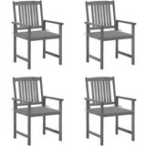 Maison Chic Vrtni stoli - Stol za vrt z blazinami 4 kosi sivi trden akacijev les JS2281, (21876763) | Shoptok.si