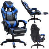 Lean Toys Igralni stol LEAN črno-modra – ergonomski gaming stol z naslonom za noge | Shoptok.si