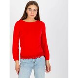 Fashion Hunters Casual red blouse with a round neckline Cene
