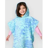 Mixed Snap Hooded Towel-Girl Surf poncho blue