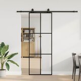  Klizna vrata s priborom crna 76 x 205 cm od ESG stakla | shoptok.hr