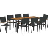  Vrtni set za objed 9 kom. Crna poliratan | shoptok.hr