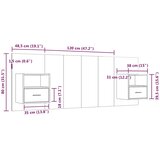  Uzglavlje za krevet s ormarićima boja hrasta konstruirano drvo Siva | Shoptok.si