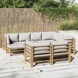  10-dijelna vrtna garnitura od bambusa sa svjetlosivim jastucima | shoptok.hr
