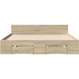  Okvir za krevet s ladicama boja hrasta 135x190 cm drveni | shoptok.hr