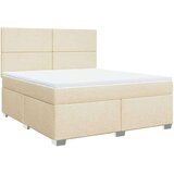 vidaXL Box spring postelja z vzmetnico krem 180x200 cm blago | Shoptok.si
