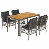  5-dijelni vrtni blagovaonski set sivi od poliratana Siva 150 cm table length | shoptok.hr