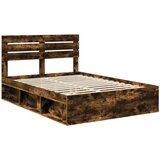 Okvir za krevet s uzglavljem Dimljeni hrast 140 x 190 cm | shoptok.hr