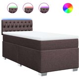 vidaXL Box spring postelja z vzmetnico temno rjava 100x200 cm blago | Shoptok.si