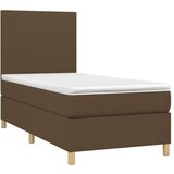  Krevet box spring s madracem LED tamnosmeđi 80 x 200 cm tkanina | shoptok.hr