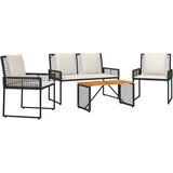  Set vanjskog namještaja s jastukom 4 pcs Crna i krem-bijela | shoptok.hr