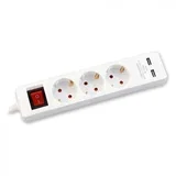 produžni kabl 1,4m 3xšuko sa sklopkom + 2xUSB, beli C234-401
