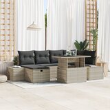 vidaXL 7-dijelni vrtni sofa set s jastučićima svijetlo sivi poli ratan Cijene