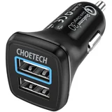 Avto polnilec Choetech C0051, 30W QC 3.0 Dual Ports (črn), (20634892)