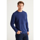 AC&Co / Altınyıldız Classics Men's Indigo Anti-pilling, Anti-Pilling, Standard Fit Crew Neck Textured Knitwear Sweater. Cene