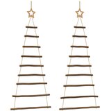  Viseća božićna drvca s vrhom zvijezda 2 kom 55x120 cm prirodne grane | shoptok.hr