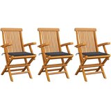  Vrtne stolice s antracit jastucima 3 kom od masivne tikovine | shoptok.hr