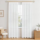 MRTREES 2xset 240x140cm kratke polprosojne zavese, bele zavese z videzom lana | Shoptok.si
