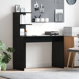 vidaXL pisalna miza iz črnega hrasta Črn hrast MDF, laminat Kompaktna | Shoptok.si