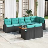  Sjedeća garnitura za vrt 9 kom. Crna i Tirkizna poliratan 289 x 124 x 69 cm | shoptok.hr