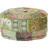 vidaXL Tabure s patchworkom okrugli pamučni 40 x 20 cm zeleni | shoptok.hr