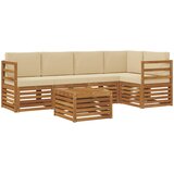  Sekcijska garnitura 6 pcs Prirodna i bež Čvrsto drvo akacije | shoptok.hr