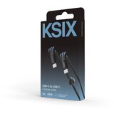 Ksix ultrabrzi kabel USB-C na USB-C, 60W, pleteni, ojačani konektori, 1 m, crni | shoptok.hr
