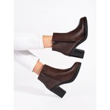 SEASTAR Brown ankle boots on a post with a zipper | Shoptok.si