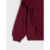 Sinsay Pamučna crewneck majica s ukrasnim volanima | shoptok.hr