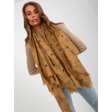 Fashion Hunters Lady's dark beige scarf with print Cene