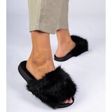 Gemre Black Fur Slides Manny | ePonuda.com