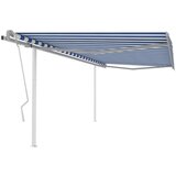 vidaXL ročno zložljiva tenda s stebrički 4,5x3 m modra in bela | Shoptok.si