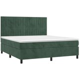 vidaXL Krevet box spring s madracem LED tamnozeleni 180x200 cm baršun | shoptok.hr