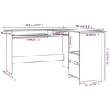  Kutni radni stol boja betona 120x140x75 cm konstruirano drvo | Eponuda.ba