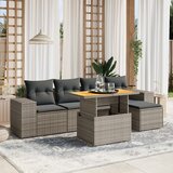 Maison Chic Seti vrtnega pohištva - Vrtna garnitura - Vrtni pohištvo set 6-delna z blazinami siv poli ratan, (21807200) | Shoptok.si