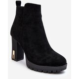Kesi Suede Classic High Heeled Ankle Boots Black Amy Cene
