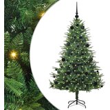 vidaXL Umjetna predsvetljena božićna jelka s kompletom kroglica Zelena | Shoptok.si