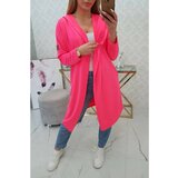 Kesi Long cardigan with hood pink neon Cene
