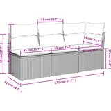  Vrtna sofa s jastucima za 3 osobe, smeđa, poliratan | shoptok.hr