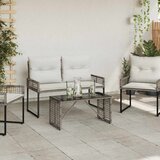 Vanjski stol Siva i crna 80 x 40 x 40 cm PE Rattan i Staklo - Sivi | shoptok.hr