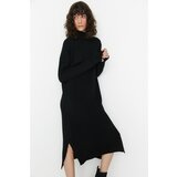 Trendyol Black Slit Detailed Knitwear Dress Cene