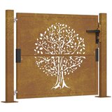  Vrtna vrata 105 x 80 cm od čelika cor-ten s uzorkom stabla | shoptok.hr