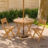  Preklopni vrtni stol Prirodna Ø 90 x 75 cm Čvrsto teak drvo | shoptok.hr